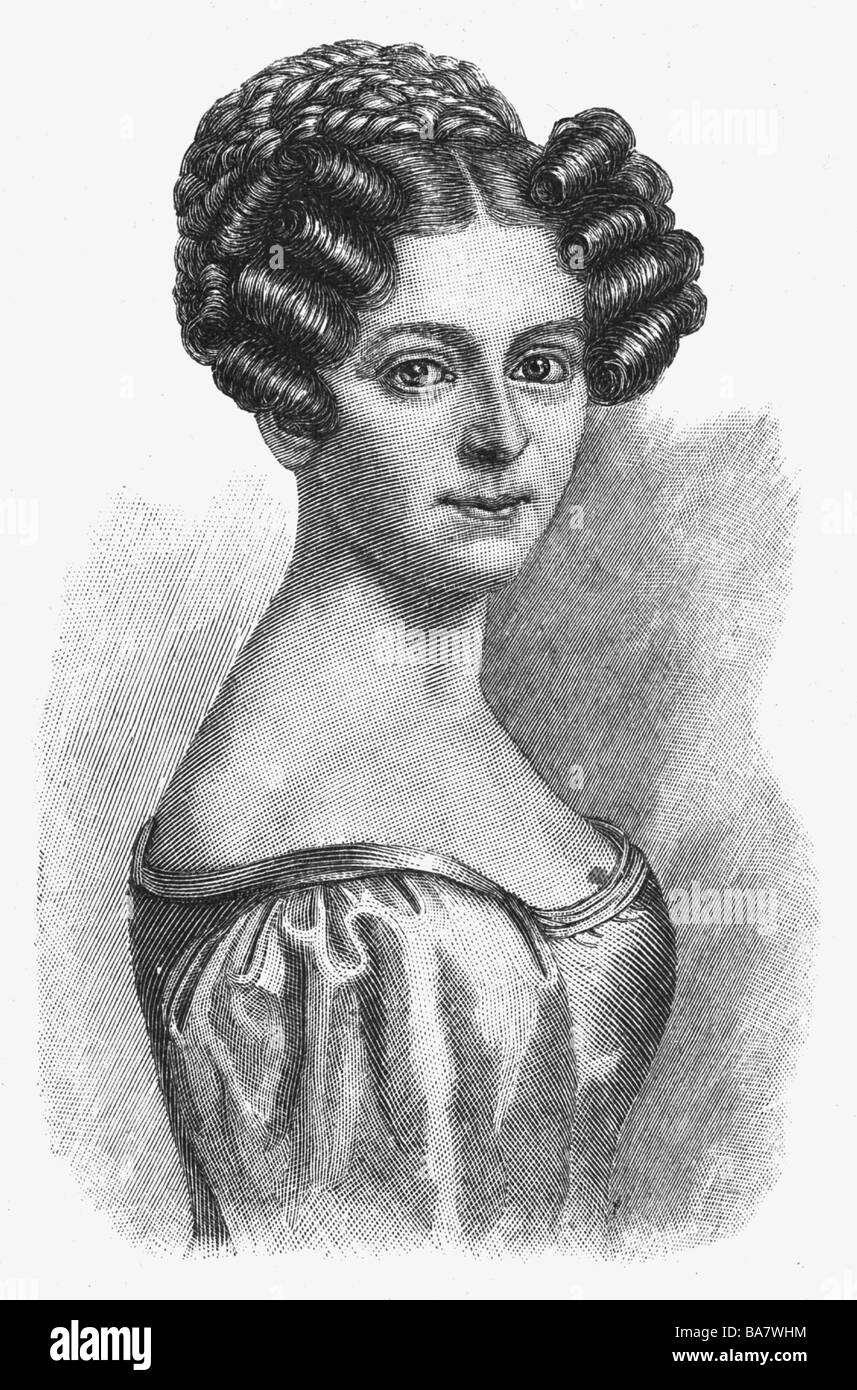 Krones, Therese, 7.10.1801 - 28.12.1830, attrice austriaca, ritratto, incisione in legno, dalla collezione di Gustav Priewe, Seebad Heringsdorf, Germania, fine 19th secolo, Foto Stock