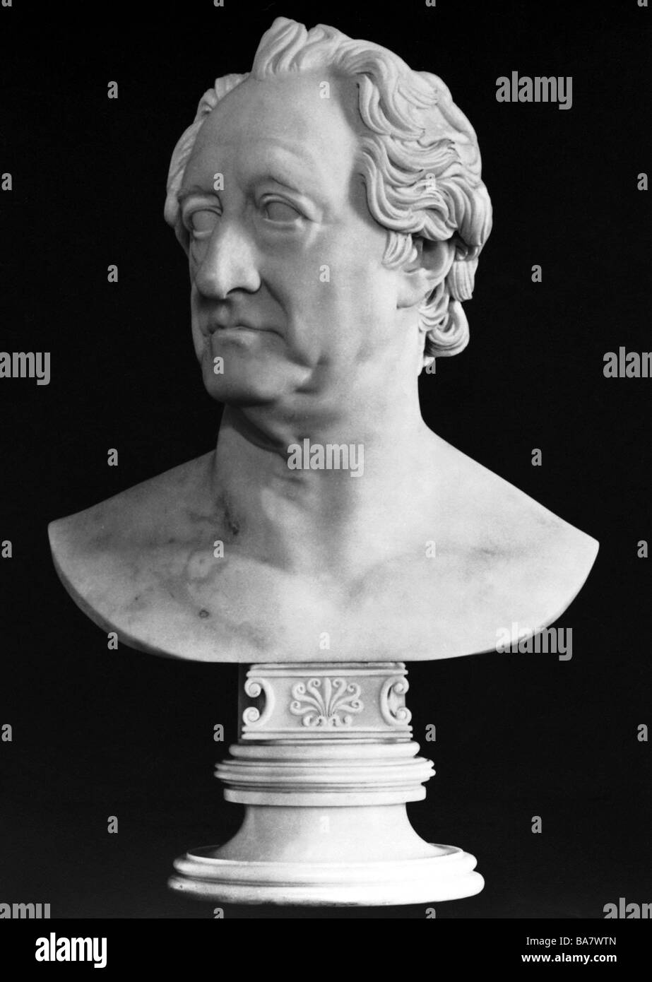 Goethe, Johann Wolfgang, 28.8.1749 - 22.3.1832, autore/scrittore tedesco, ritratto, busto di Christian Daniel Rauch (1777 - 1857), marmo, , Foto Stock