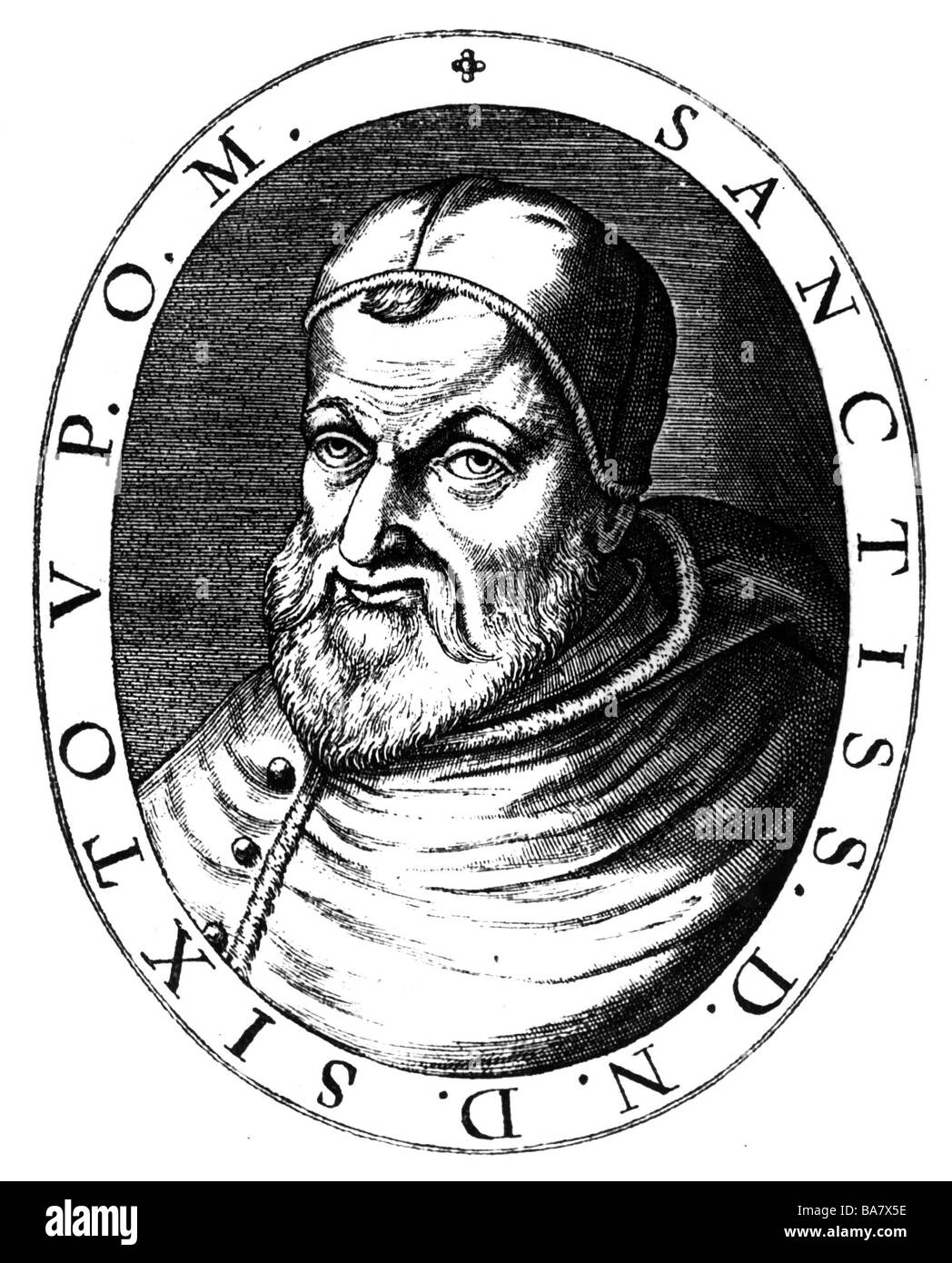 Sisto V (Felice Peretti), 13. 12.1521 - 27.8.1590, Papa 24.4.1585 - 27.8.1590, ritratto, incisione su rame, secolo XVII, , artista del diritto d'autore non deve essere cancellata Foto Stock