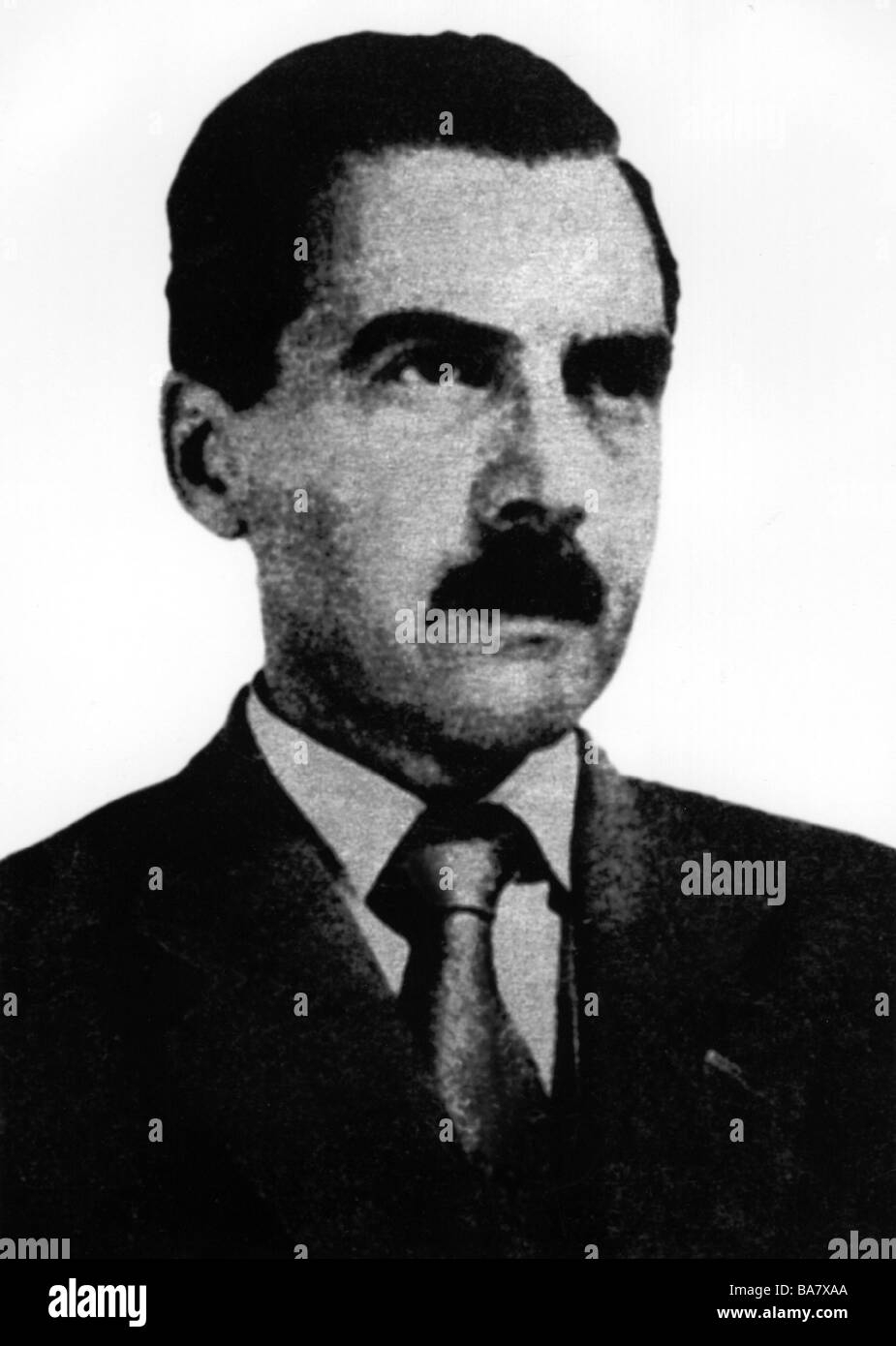 Mengele, Josef, 1911 - 7.2.1979, medico tedesco presso il campo di concentramento di Auschwitz 1943 - 1945, ritratto, fotografia del passaporto, circa 1956, Foto Stock