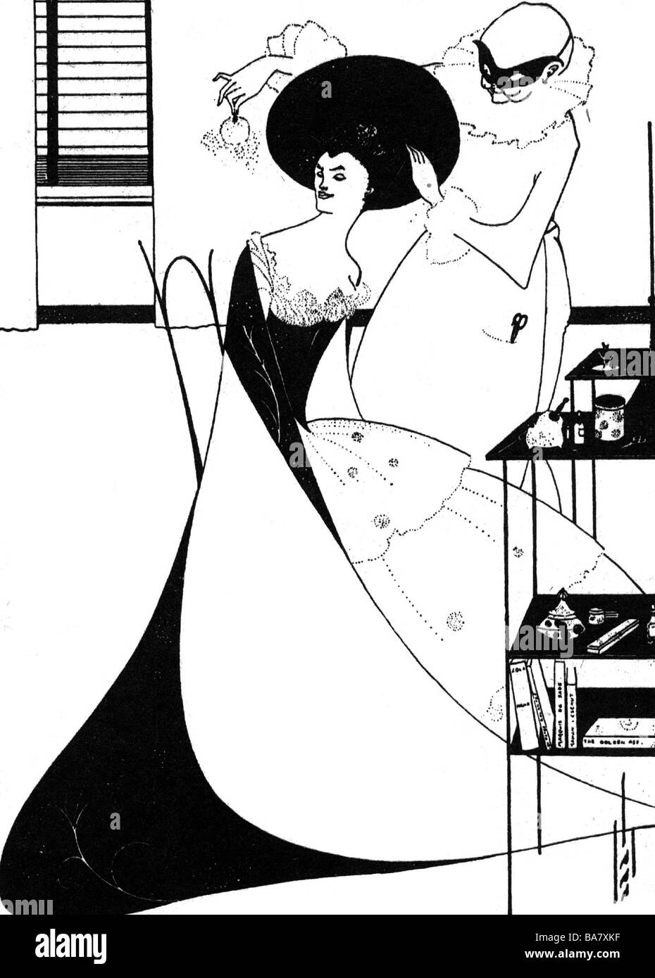 Wilde, Oscar (Fingal o`Flahertie Wills), 16.10.1854 - 30.11.1900, poeta irlandese, disegno di Aubrey Beardsley per la prima edizione di 'Salome', 1894, Foto Stock