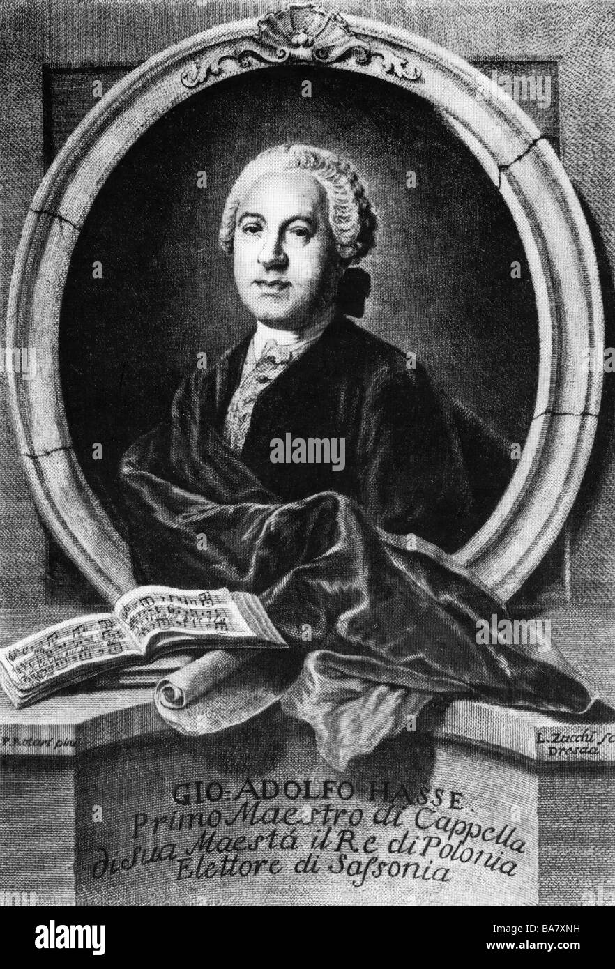 Hasse, Johann Adolph, 25.3.1699 - 16.12.1783, musicista tedesco (cantante, conduttore e compositore), ritratto, medaglione, XVIII secolo, Foto Stock