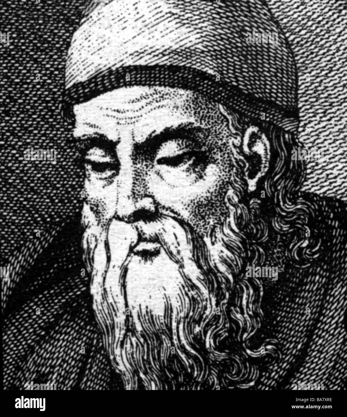 Euclide, circa 165 - 300 BC, il matematico greco, 'Padre della geometria', ritratto, anonimo in acciaio dopo incisione antica cameo, artista del diritto d'autore non deve essere cancellata Foto Stock