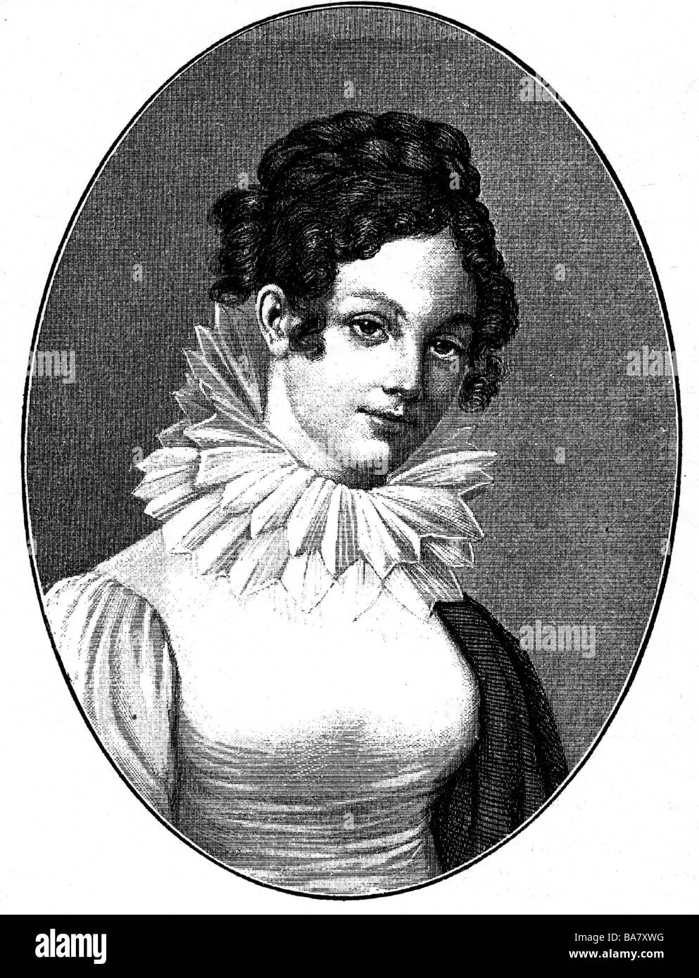 Herzlieb, Wilhelmine, 22.5.1789 - 10.7.1865, esempio per la figura di Ottilie in 'affinità elettive' di Goethe, ritratto, disegno dopo la pittura di Louise Seidler, Foto Stock