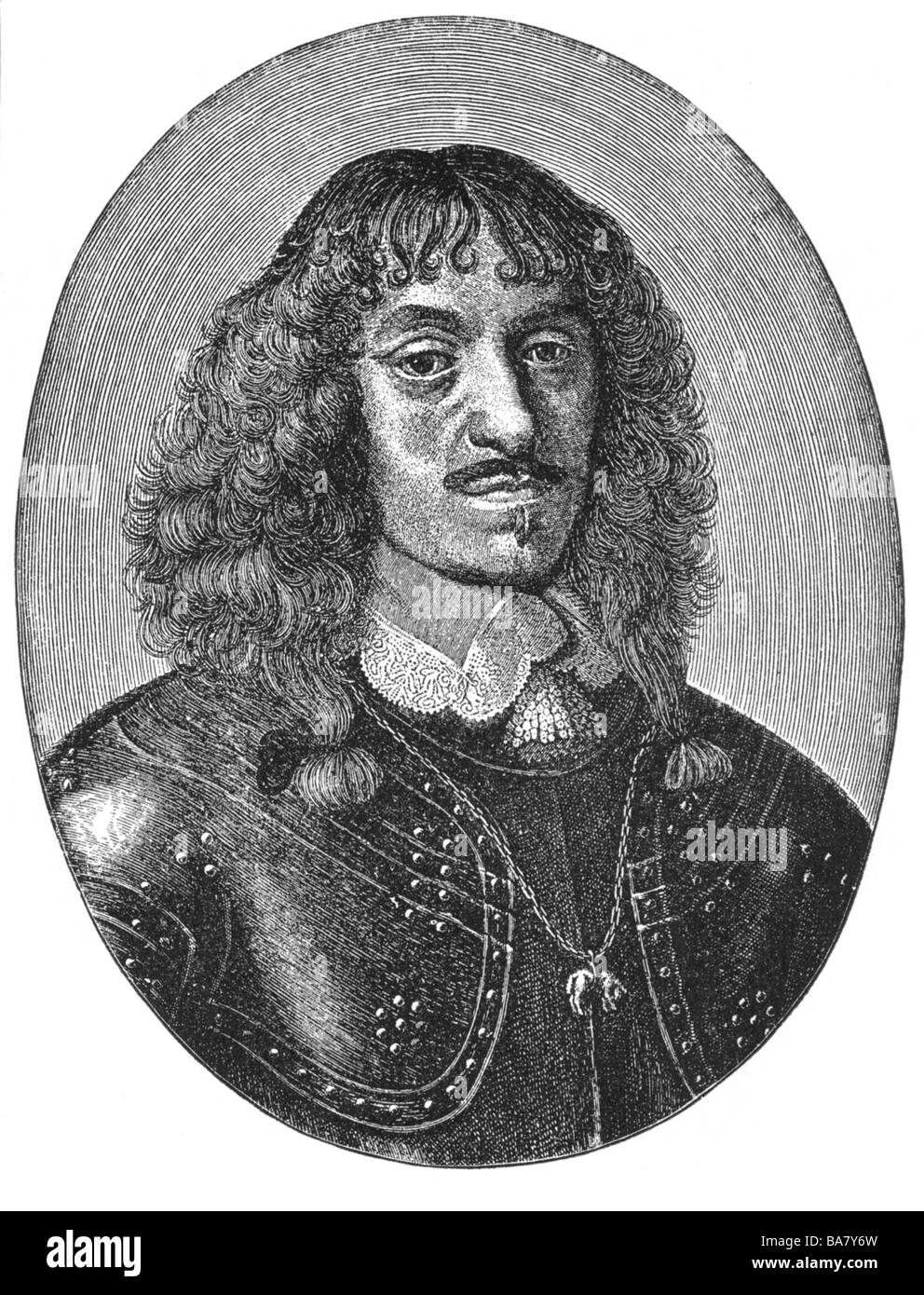 Giovanni II Casimiro, 21.3.1609 - 16.12.1672, Re di Polonia 20.11.1648 - 16.9.1668, ritratto, ovale, incisione su rame di Wilhelm Hondius dopo la pittura contemporanea di Daniel Schultz, secolo XVII, artista del diritto d'autore non deve essere cancellata Foto Stock