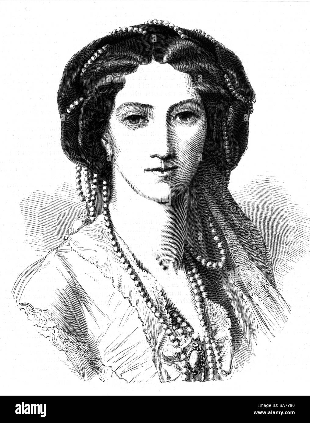 Maria Alexandrovna, 8.8.1824 - 3.6.1880, imperatrice di Russia 18.2.1855 - 3.6.1880, ritratto, incisione in legno, circa 1860, Foto Stock