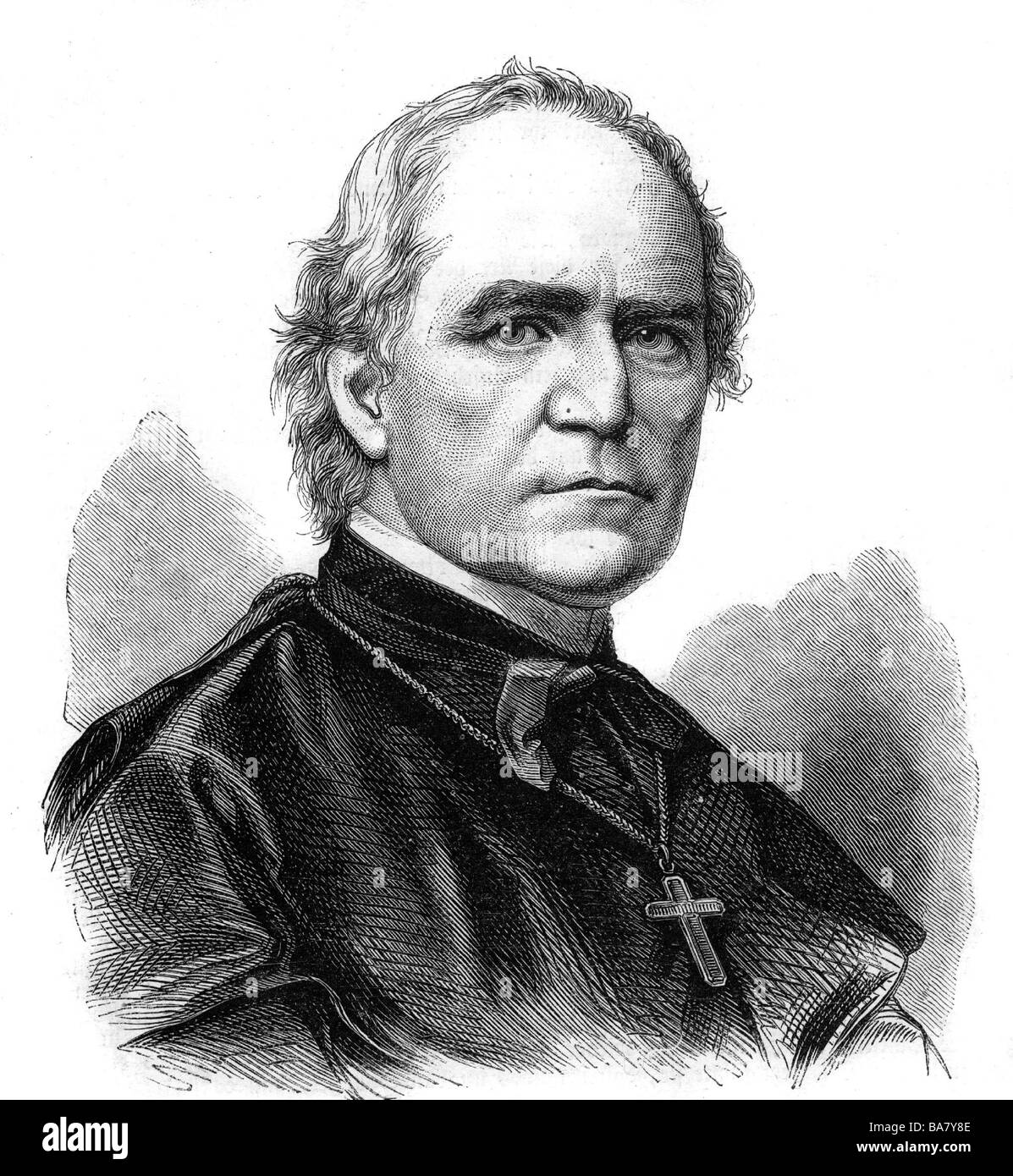 Wilhelm Emmanuel Freiherr von Ketteler, 25.12.1811 - 13.7.1877, Vescovo di Magonza, ritratto, incisione in legno, dopo disegno di Fritz Kriehuber, Foto Stock