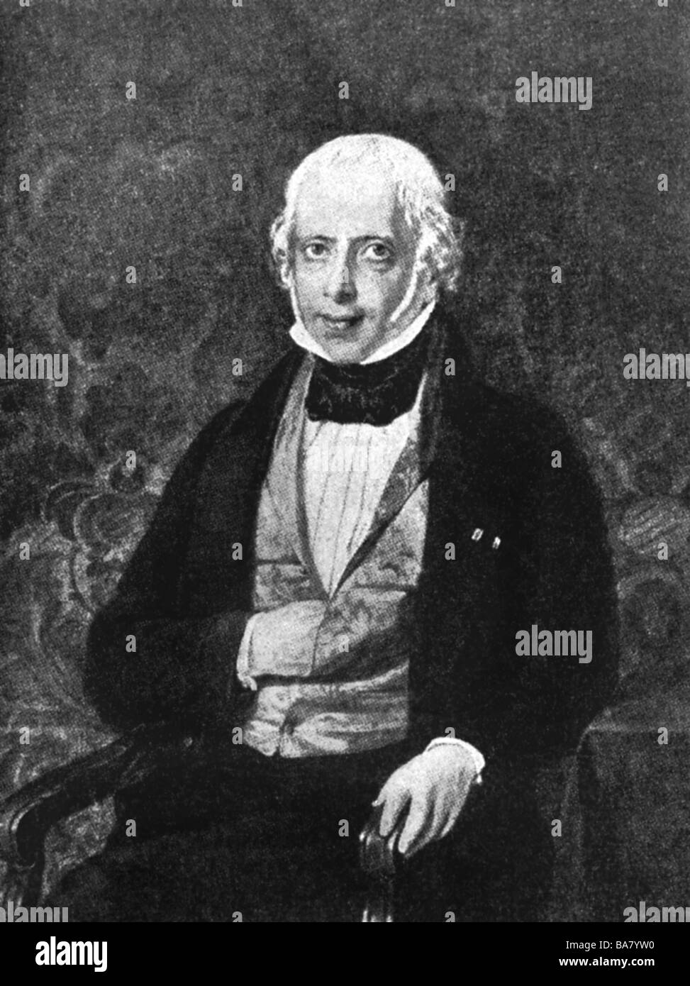 Rothschild, Amschel Mayer Baron von, 12.6.1773 - 6.12.1855, banchiere tedesco (figlio di Mayer Amschel), a mezza lunghezza, dopo un dipinto anonimo, Foto Stock