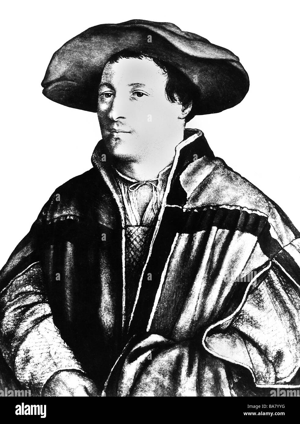 Holbein Hans il giovane, 1497 - 29.11.1543, artista tedesco (pittore e disegnatore), a mezza lunghezza e auto-mezza lunghezza, pittura, 1523, , artista del diritto d'autore non deve essere cancellata Foto Stock