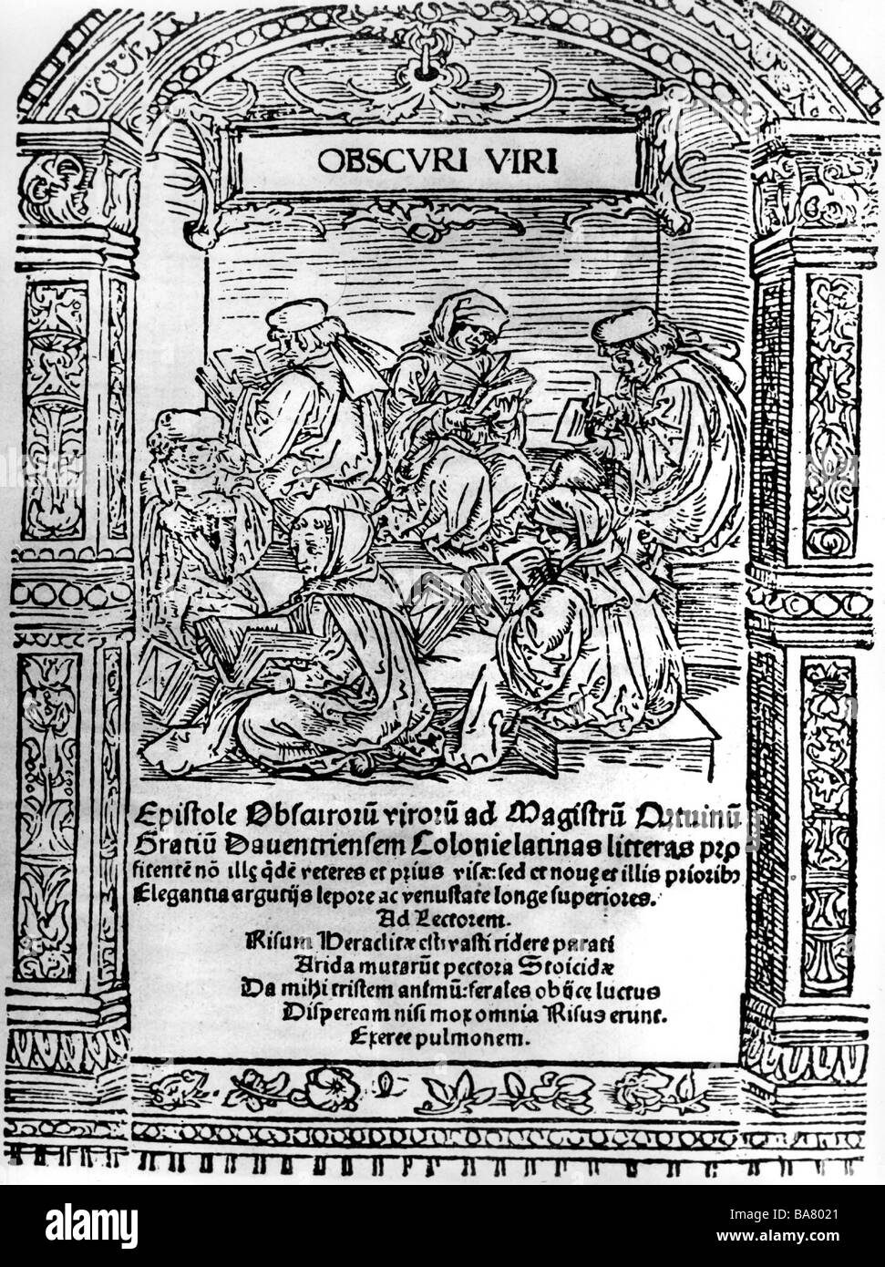 Hutten, Ulrich von, 2.4.1488 - 29.8.1523, cavaliere e umanista tedesco, opera 'Epistulae obscurorum virorum', copertina di 2nd parte, 1517, Foto Stock