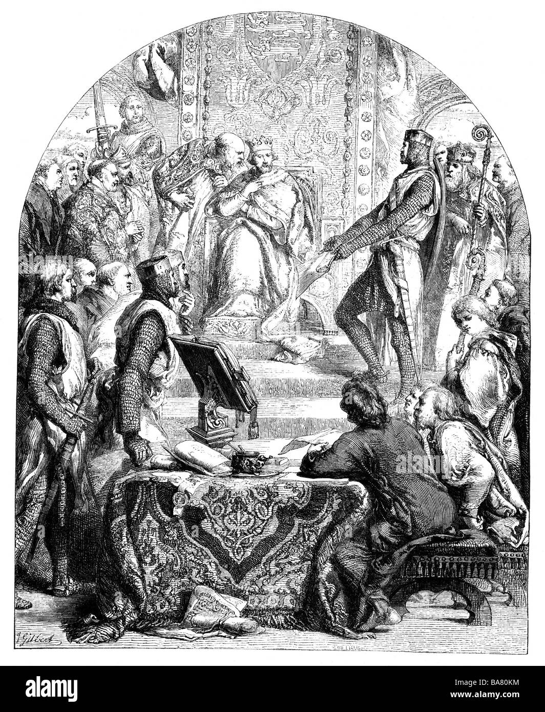Enrico III, 1.10.1207 - 16.11.1272, Re d'Inghilterra dal 1216, incoronazione 28.10.1216, con Simon de Montfort 1258, Foto Stock