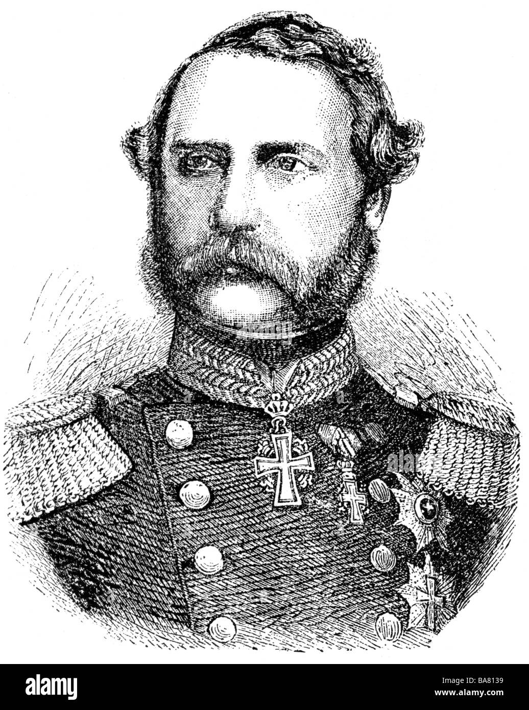 Christian IX, 8.4.1818 - 29.1.1906, Re di Danimarca 1863 - 1906, ritratto, incisione in legno, seconda metà del 19th secolo, Foto Stock