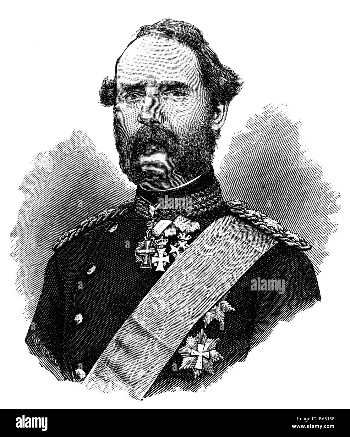 Christian IX, 8.4.1818 - 29.1.1906, Re di Danimarca 1863 - 1906, ritratto, incisione in legno, dopo la foto, seconda metà del 19th secolo, Foto Stock