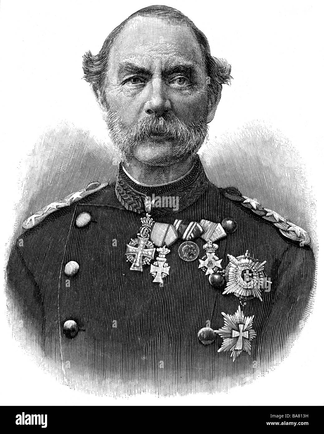 Christian IX, 8.4.1818 - 29.1.1906, Re di Danimarca 1863 - 1906, ritratto, incisione, 19th secolo, Foto Stock