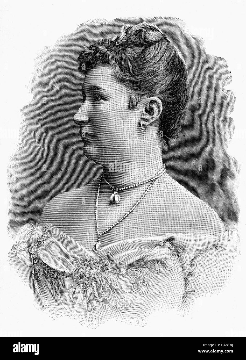 Augusta Victoria, 22.10.1858 - 11.4.1921, Empress tedesco 15.6.1888 - 9.11.1918, portrait, incisione in legno, circa 1890, , Foto Stock