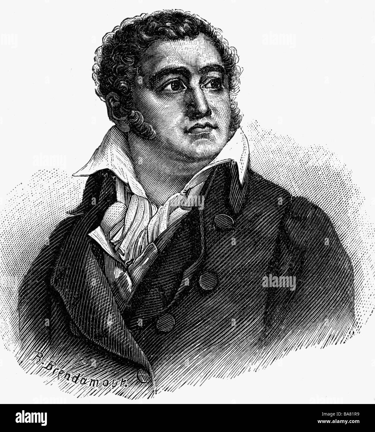 Cadoudal, Georges, 1.1.1771 - 25.4.1804, generale francese, Capo dei Chouans 1793 - 1800, ritratto, incisione in legno, 19th secolo, , Foto Stock