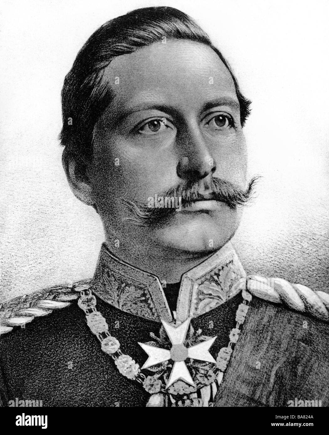 Guglielmo II, 27.1.1859 - 4.6.1941, imperatore tedesco 15.6.1888 - 9.11.1918, ritratto, litografia, 19th secolo, , Foto Stock
