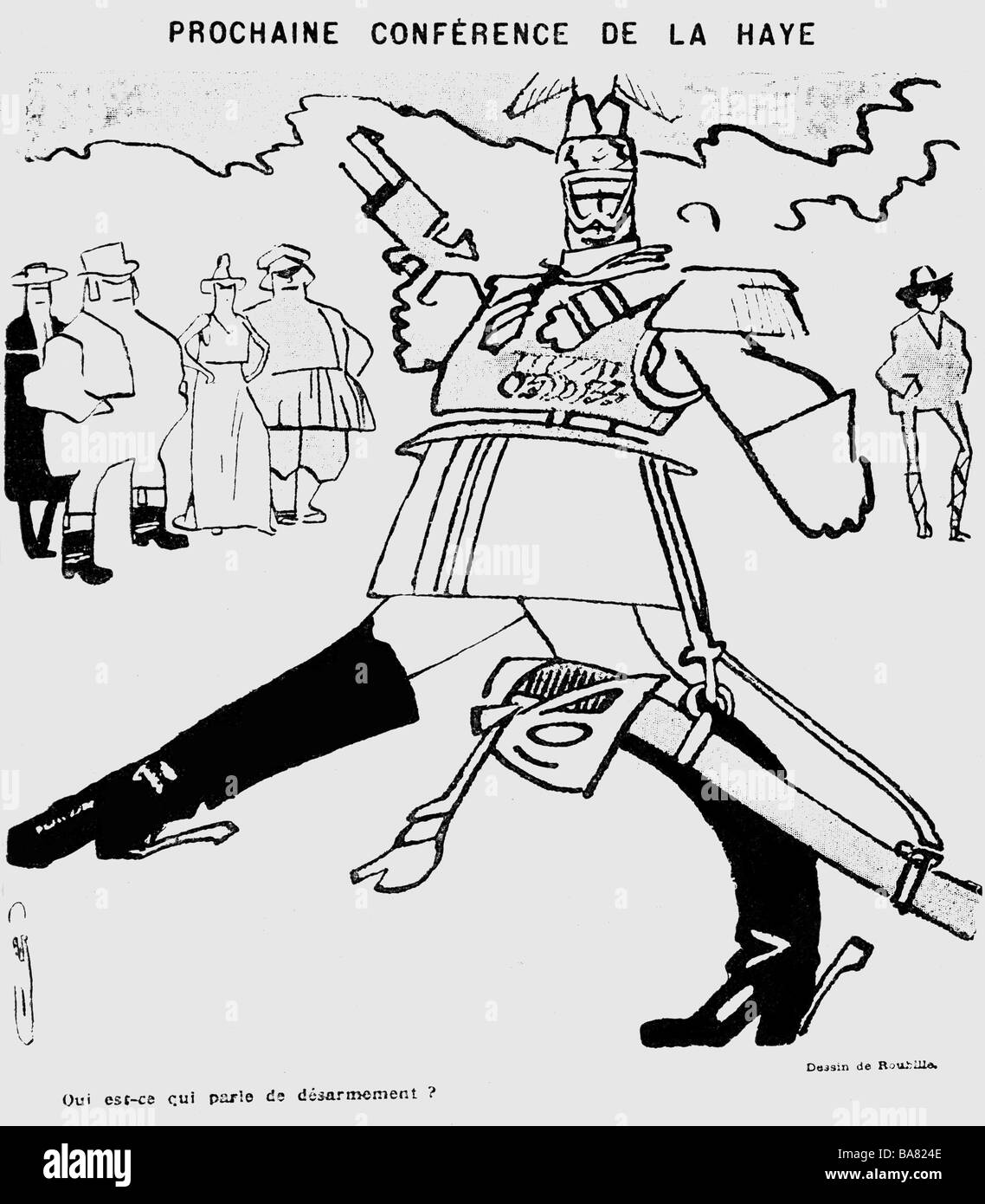 Guglielmo II, 27.1.1859 - 4.6.1941, imperatore tedesco 15.6.1888 - 9.11.1918, caricatura, 'prossima conferenza di pace all'Aia. Chi parla di disarmo?', disegno di Auguste Roubille, 1907, , Foto Stock