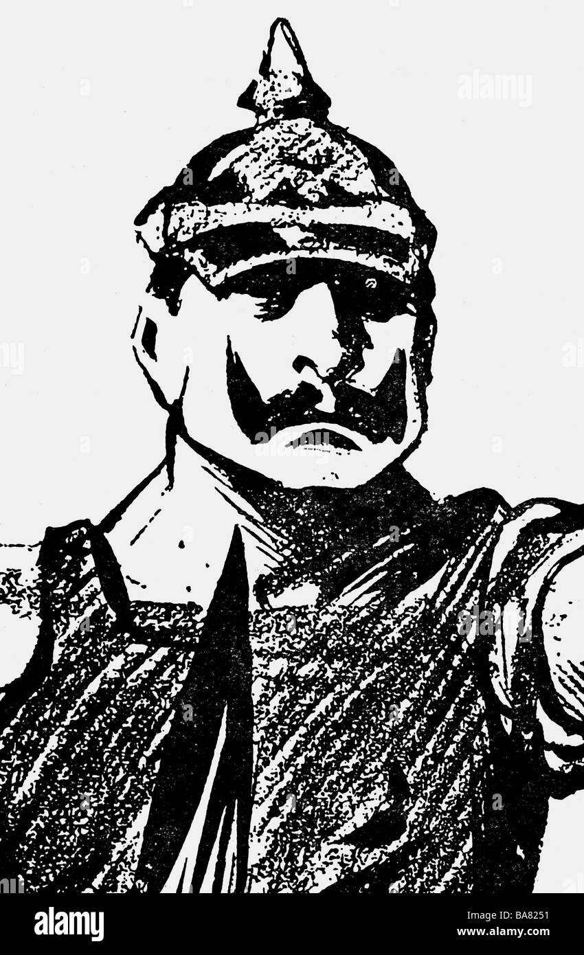 Guglielmo II, 27.1.1859 - 4.6.1941, imperatore tedesco 15.6.1888 - 9.11.1918, caricatura, disegno di Hermann Paul, 'le Cri de Paris', 5.8.1900, , Foto Stock