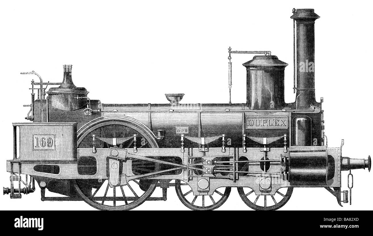 Trasporti / trasporto, ferrovia, locomotive, locomotiva a vapore con motore Duplex da Austria, London World Fair, 1862, incisione in legno, 'The Illustrated London News', 1862, , Foto Stock