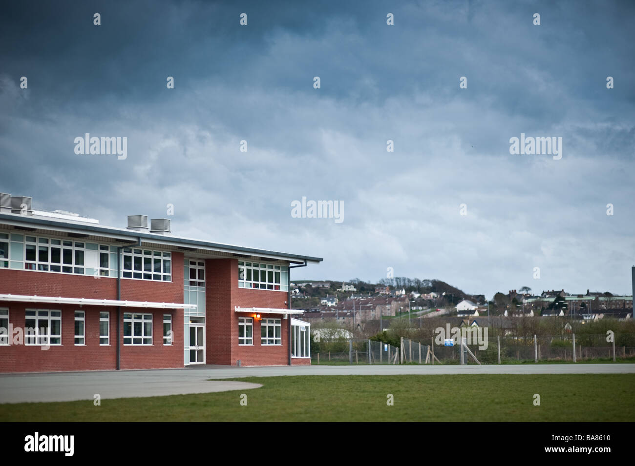 Penweddig welsh medie scuola secondaria costruita con Private Finance Initiative PFI denaro Aberystwyth Wales UK Foto Stock