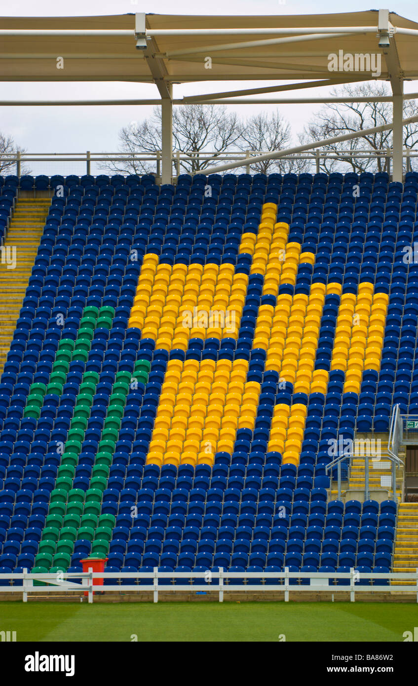 SWALEC Stadium Glamorgan cricket ground Sophia Gardens Cardiff Galles del Sud tribuna del Regno Unito con il logo daffodil Foto Stock