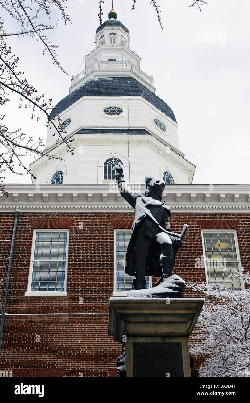 Statua del barone DeKalb, rivoluzionario eroe di guerra, a Annapolis, Maryland State House. Foto Stock