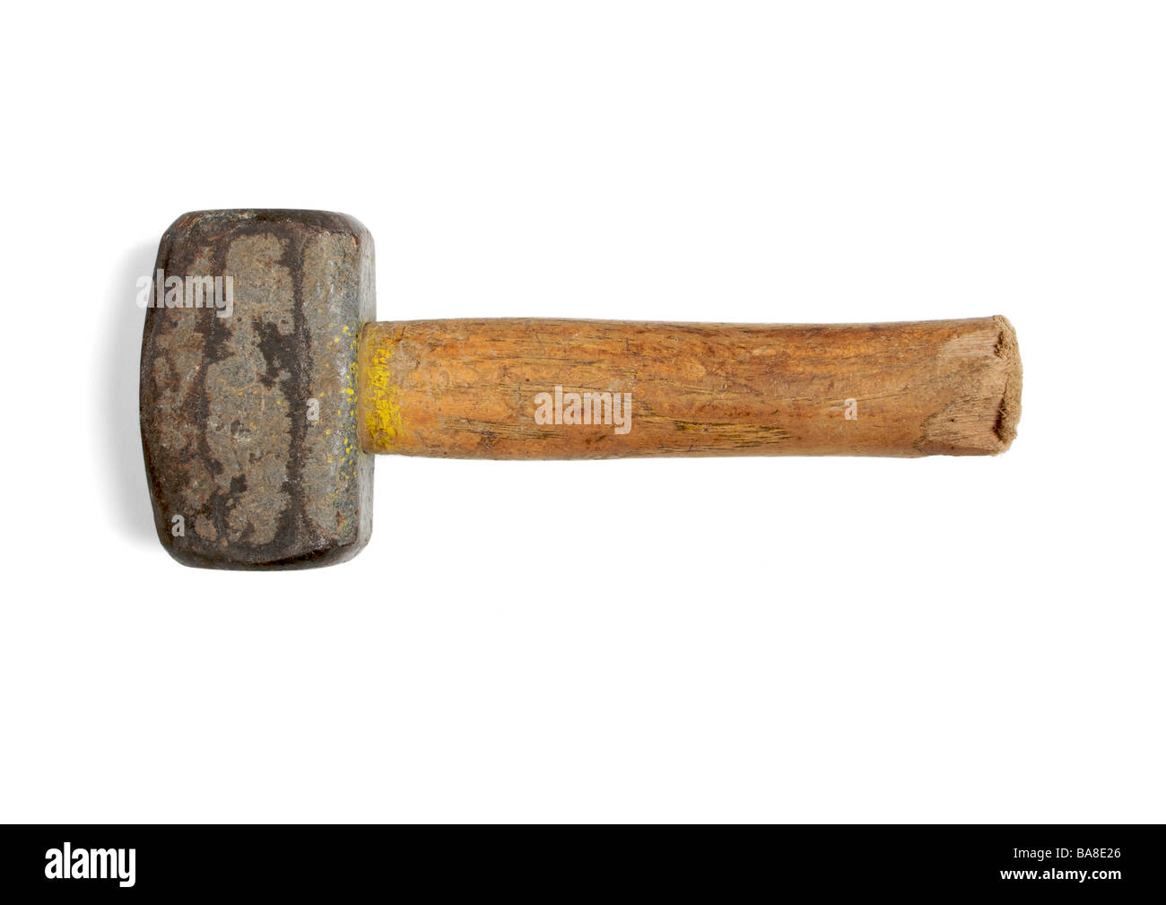 Vecchio club martello su sfondo bianco Foto Stock