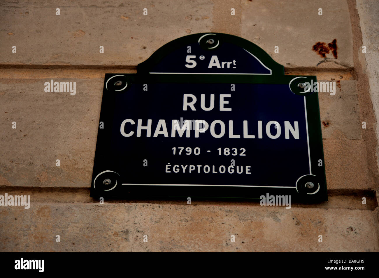 Rue Champollion, Parigi Foto Stock