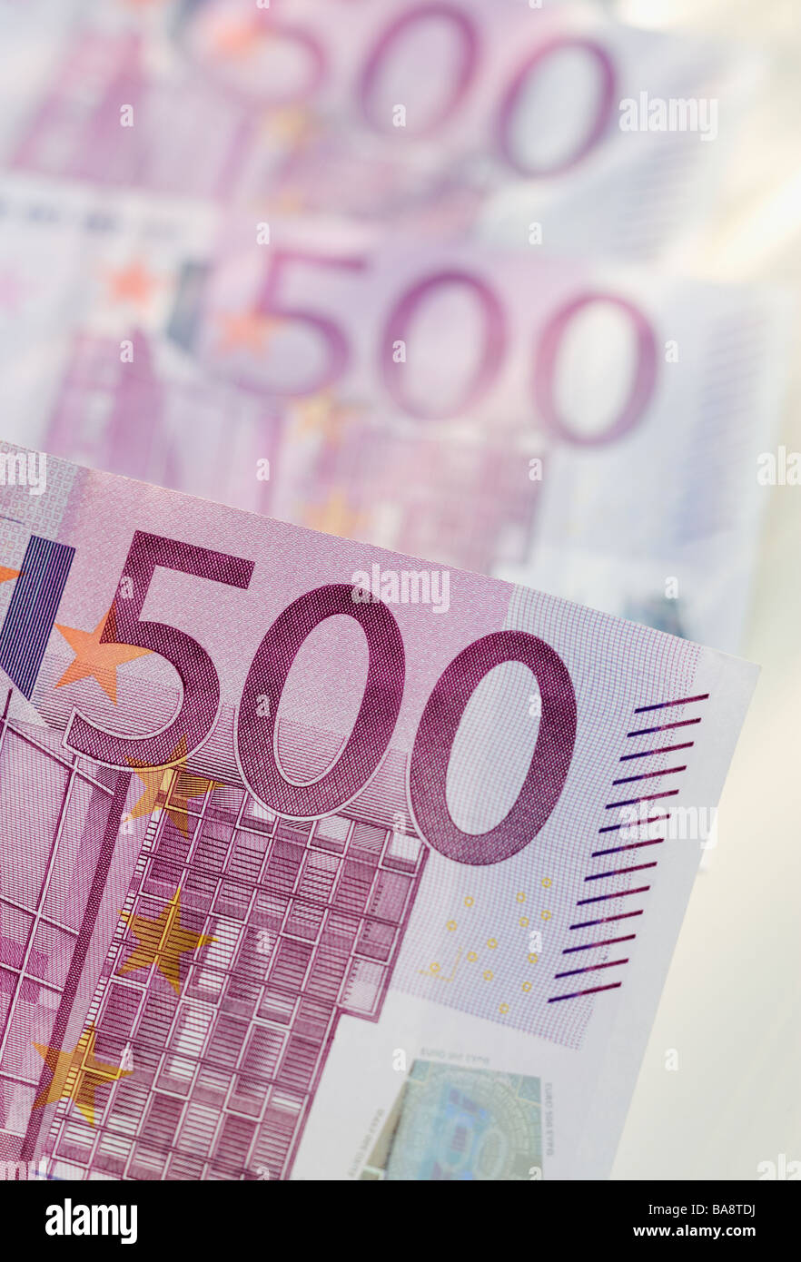 Close up di banconote di 500 euro Foto Stock
