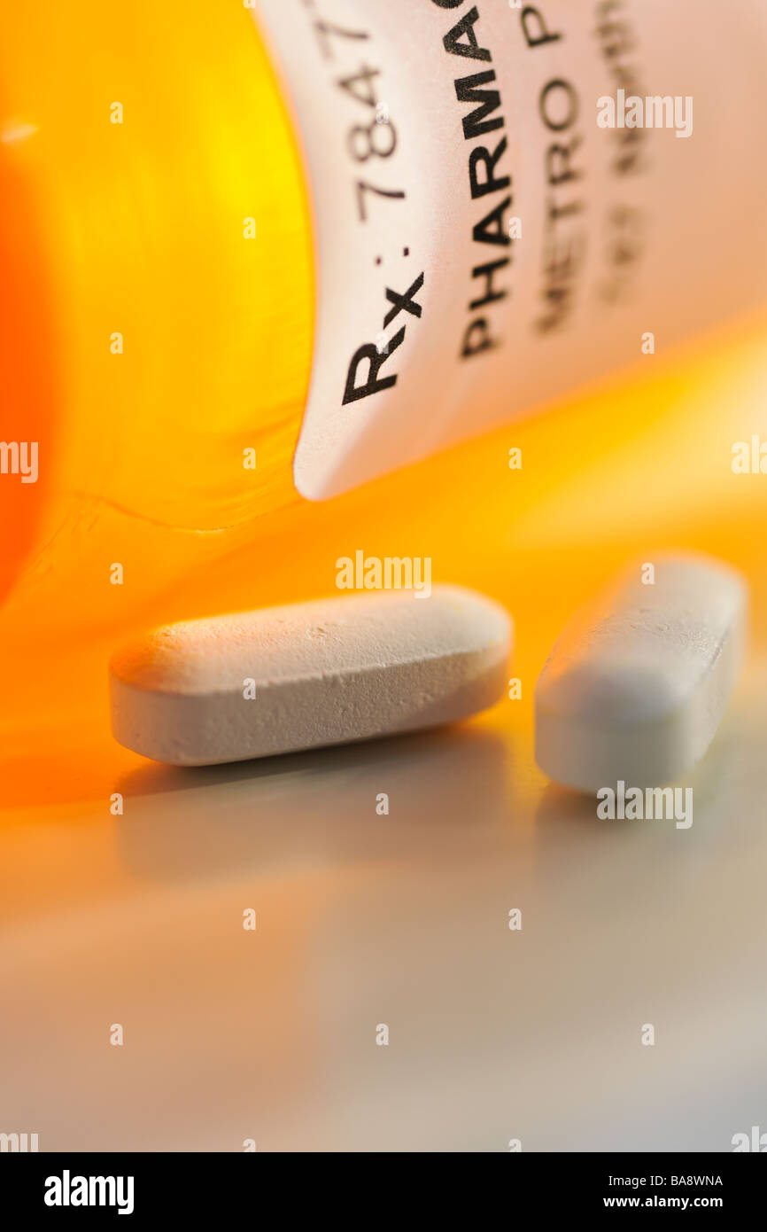 Close up di medicina di prescrizione Foto Stock