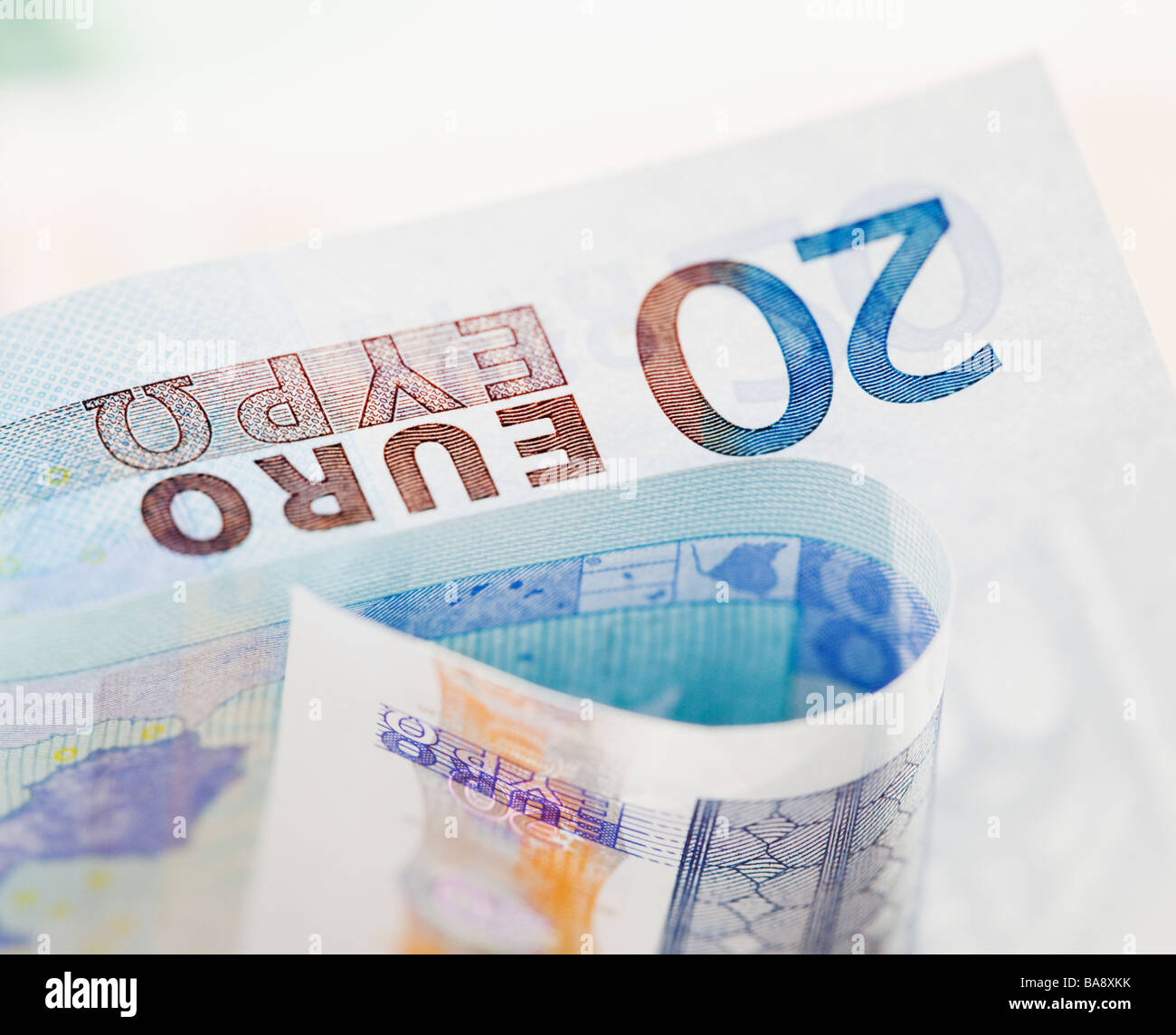 Close up di fatture in euro Foto Stock