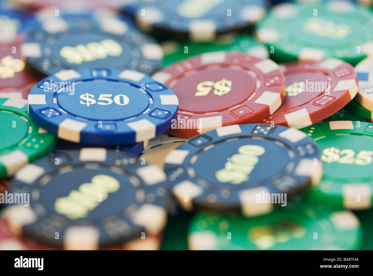 Chiusura del poker chips Foto Stock