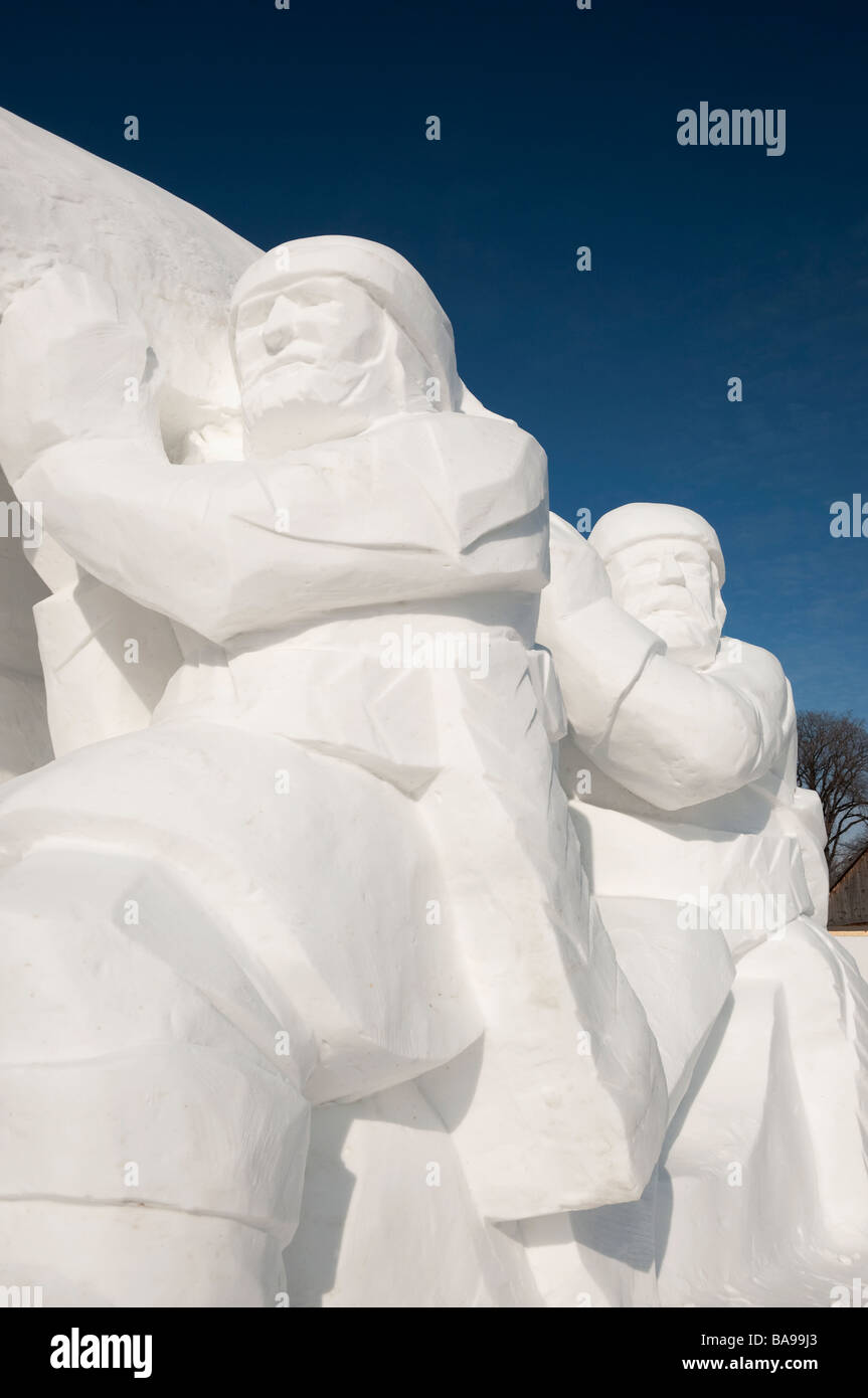 Sculture di Neve al 2009 Festival du Voyageur winter festival a San Bonifacio Winnipeg Manitoba Canada Foto Stock