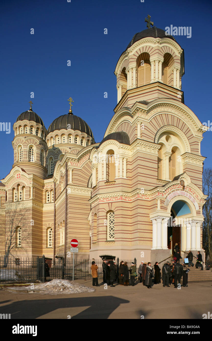 Russo Cattedrale ortodossa della Nascita di Cristo, Riga, Lettonia. Foto Stock