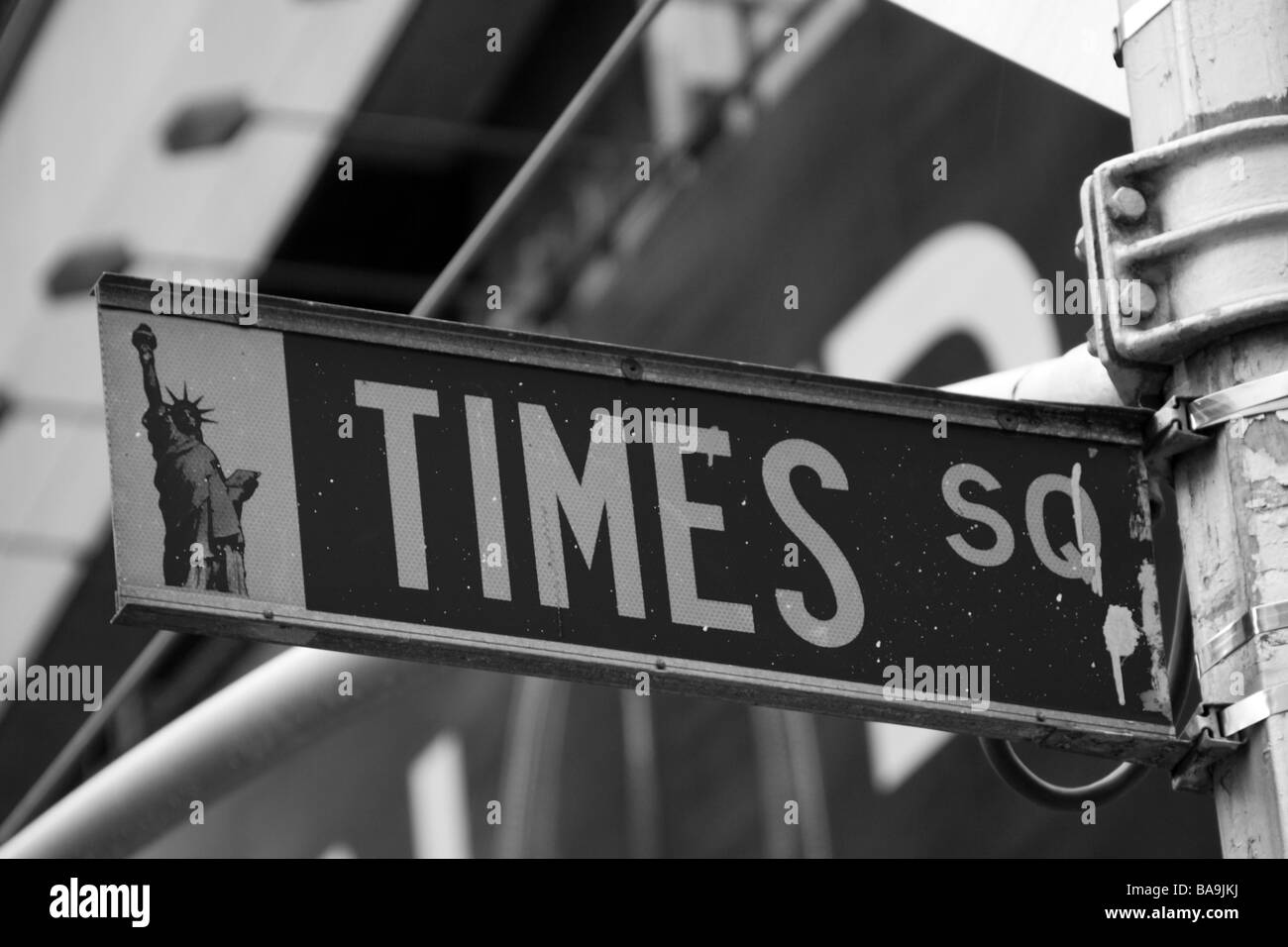 Time Square strada segno (bianco e nero) Foto Stock