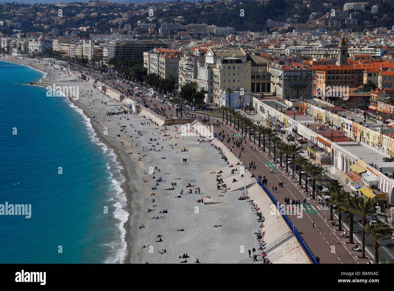 Promenade des Anglais, Baie des Anges, Nizza Cote d'Azur Foto Stock