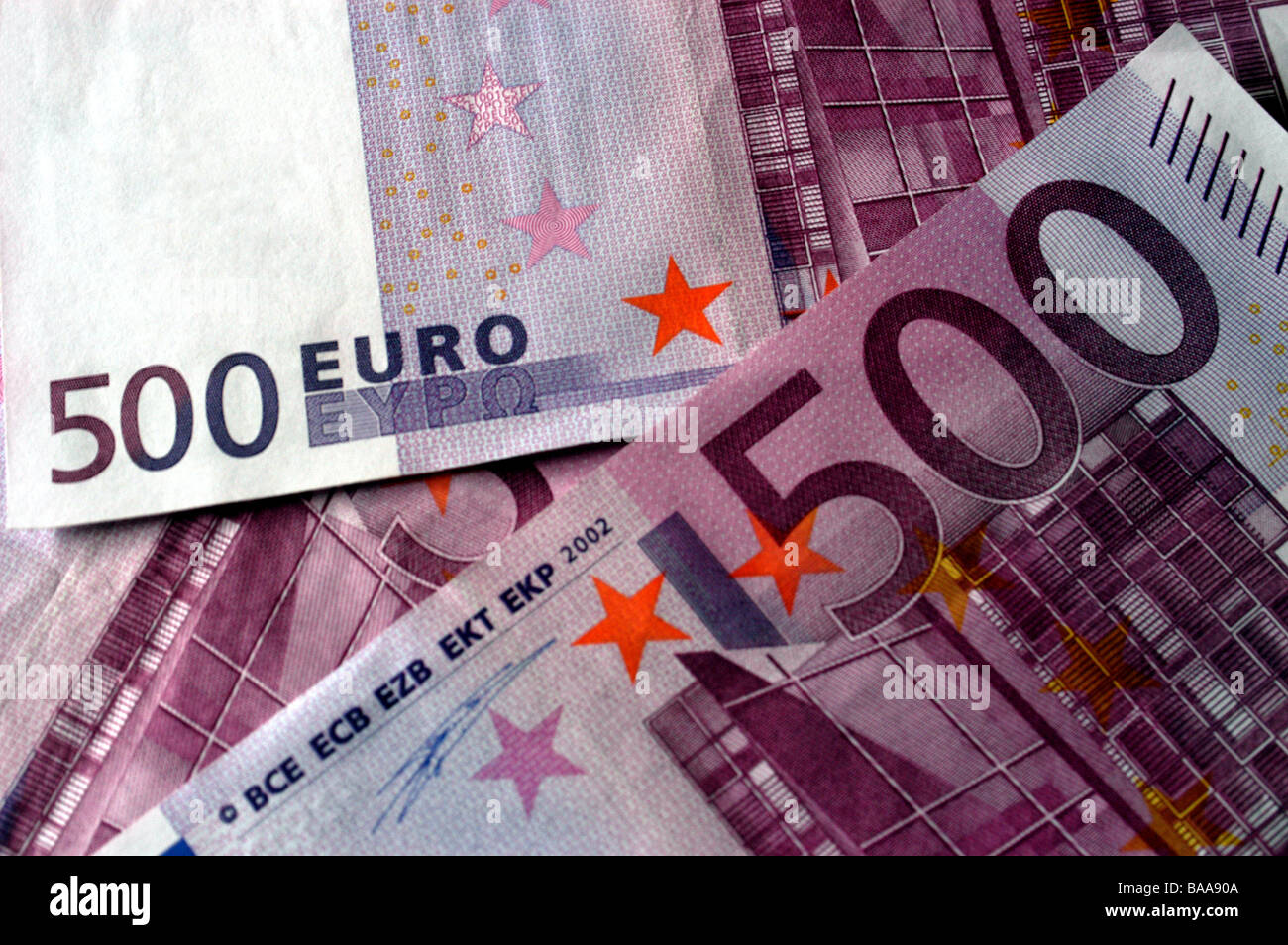 Cinquecento le banconote in euro Foto Stock