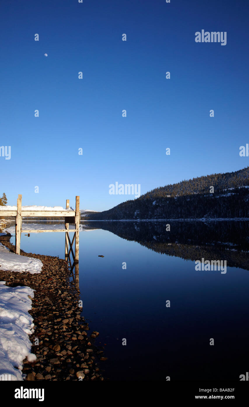 Donner lago, pontile in legno, Truckee, California Foto Stock