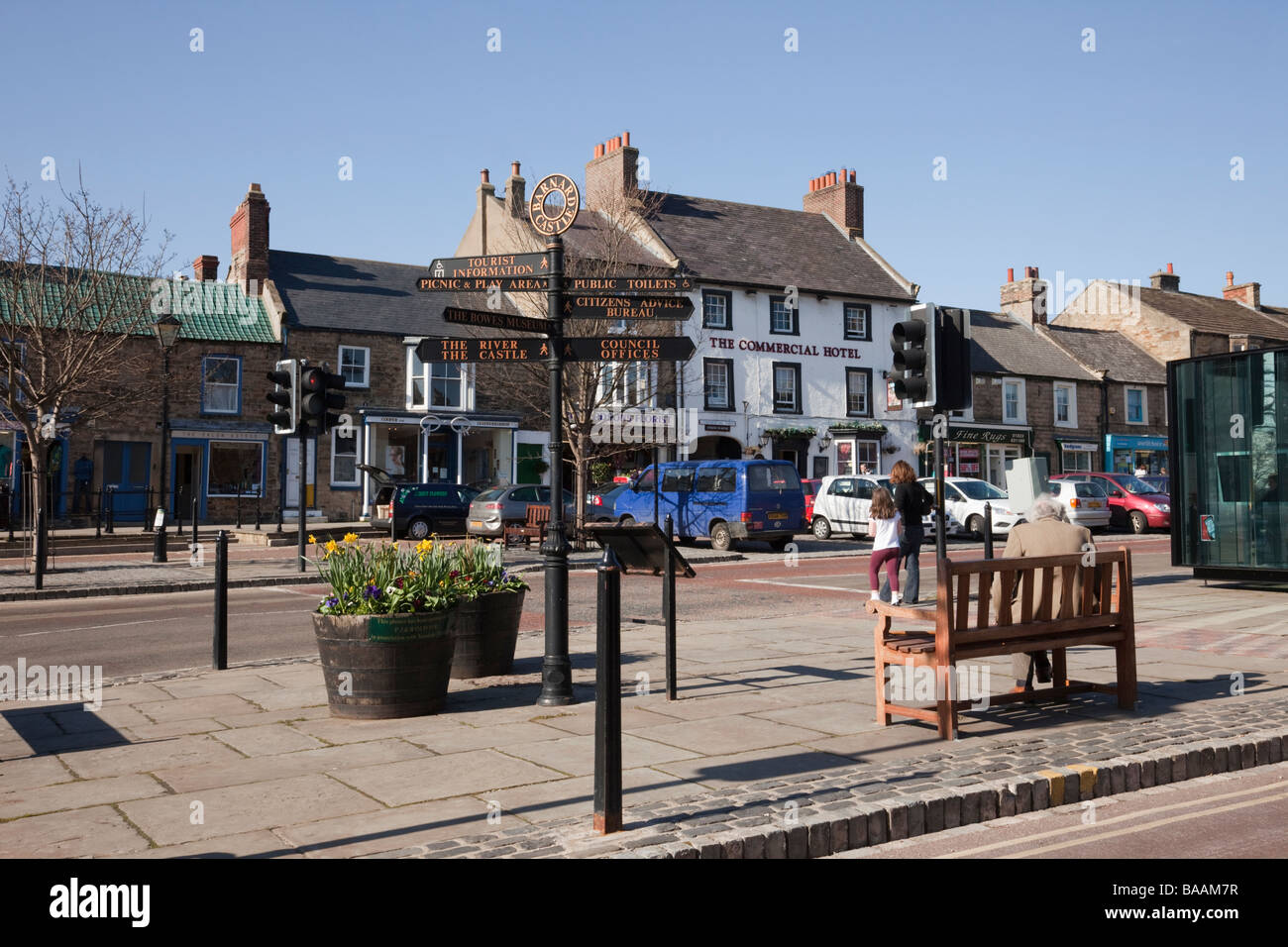 Galgate strada principale nel centro della città di Barnard Castle Teesdale County Durham Inghilterra Gran Bretagna Foto Stock