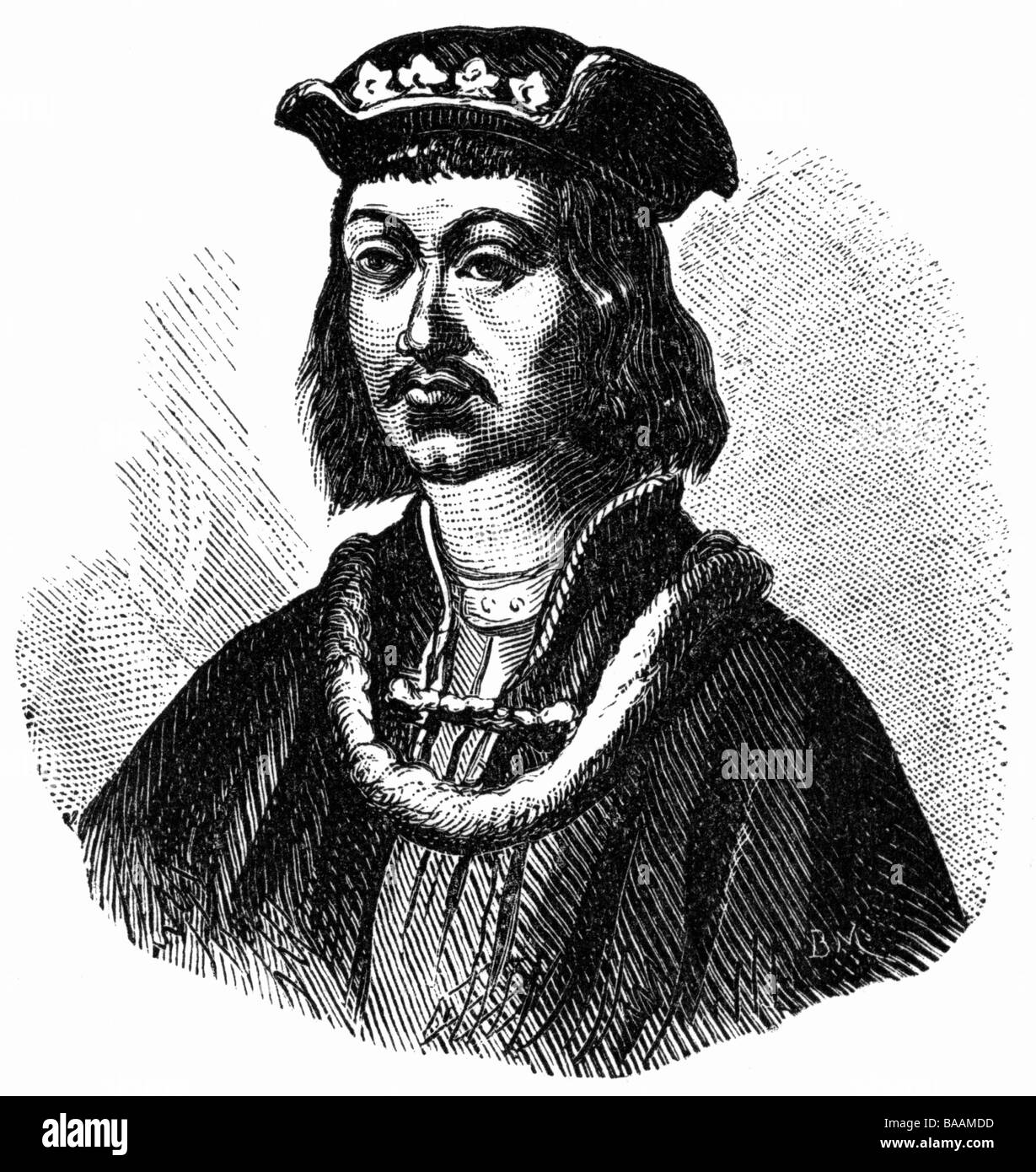 Ferdinando II, 10.3.1452 - 23.1.1516, Re d'Aragona, ritratto, incisione in legno, Foto Stock