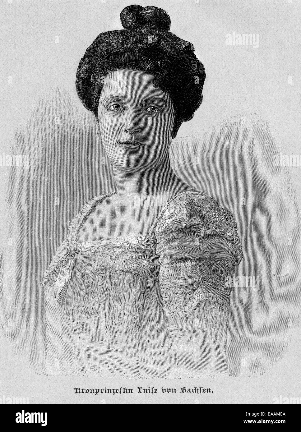 Louisa di Toscana, 2.9.1870 - 23.3.1947, Contessa Montignoso, ritratto, incisione in legno, circa 1895, , Foto Stock