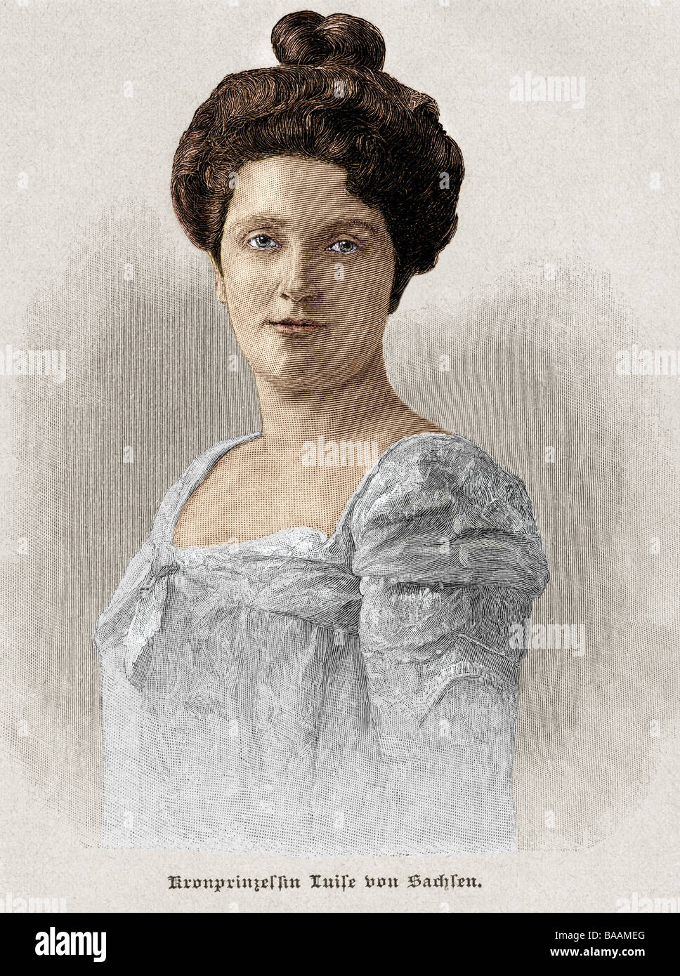 Louisa di Toscana, 2.9.1870 - 23.3.1947, Contessa Montignoso, ritratto, incisione in legno, circa 1895, successivamente colorato, , Foto Stock
