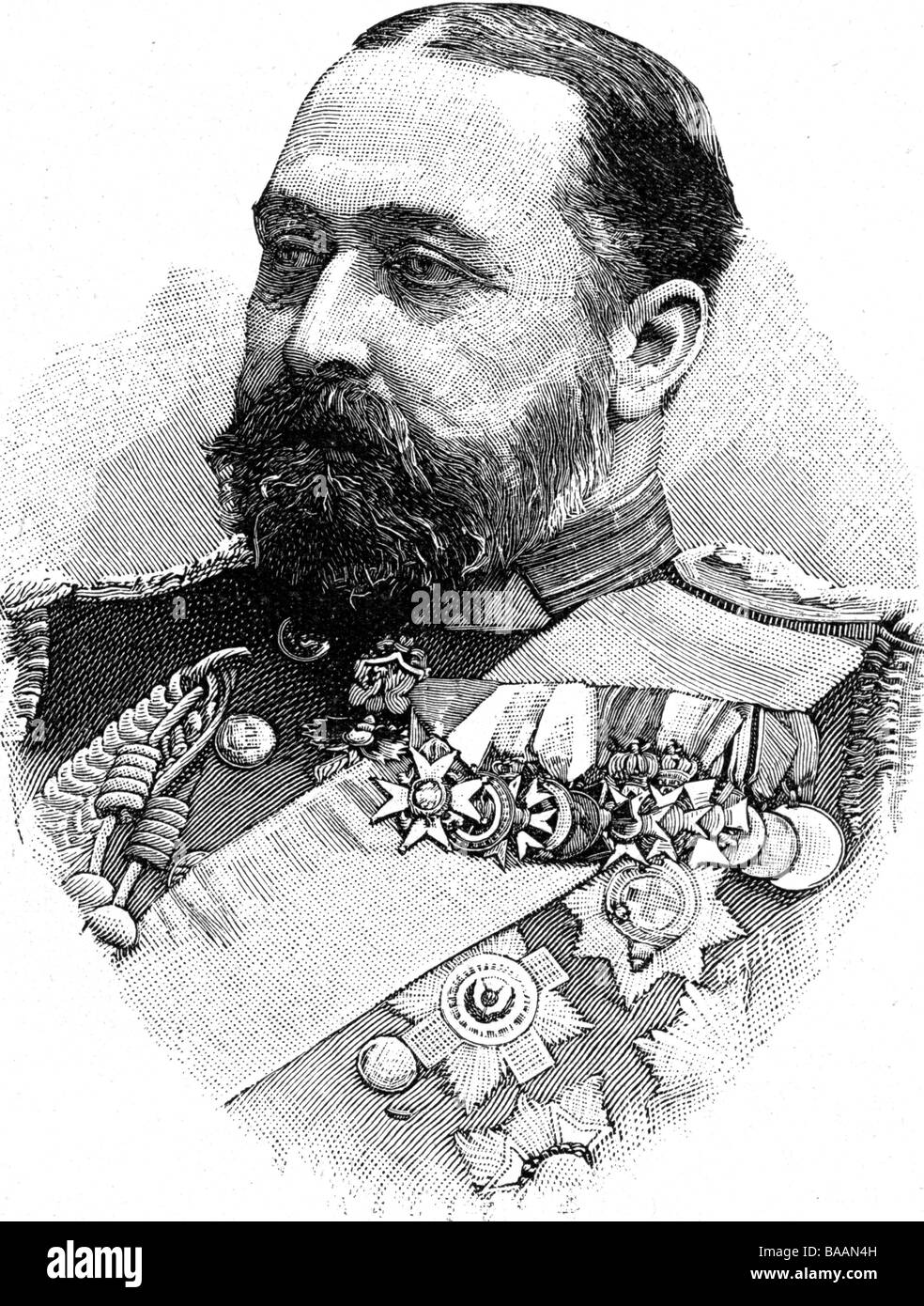 Alfred, 6.8.1844 - 30.7.1900, Duca di Sassonia-Coburgo-Gotha 22.8.1893 - 30.7.1900, ritratto, incisione in legno, 19th secolo, , Foto Stock