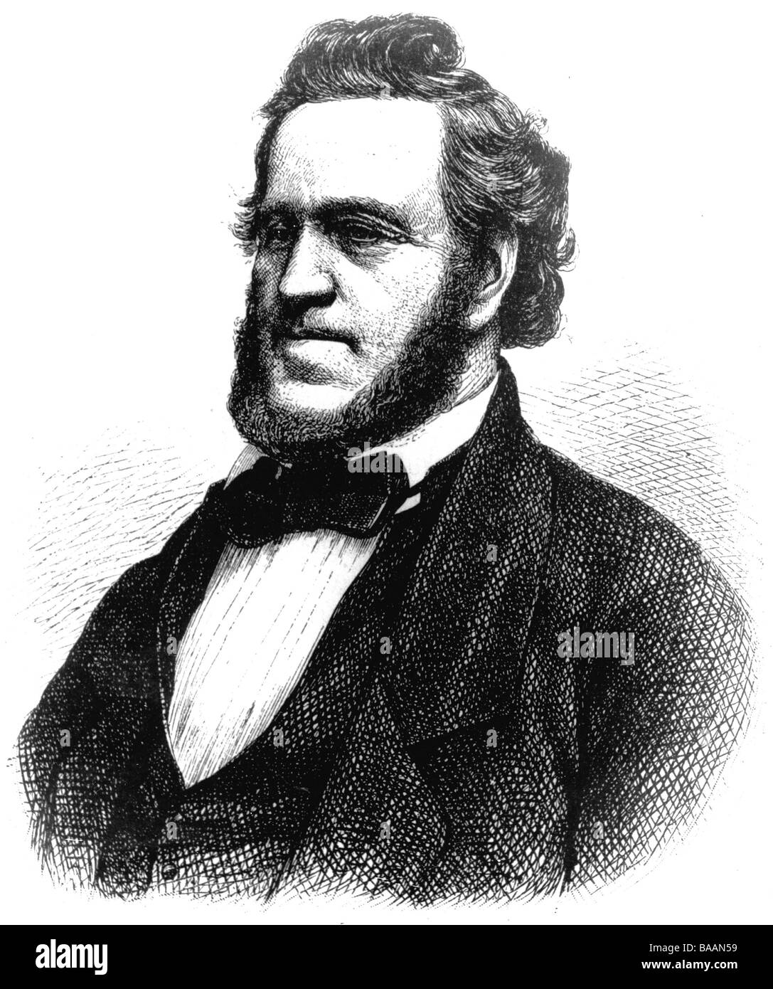 Young, Brigham, 1.6.1801 - 29.8.1877, 2nd Presidente e profeta della Chiesa di Gesù Cristo Di Quest'Ultimo giorno (Mormon), ritratto, incisione in legno, 19th secolo, Foto Stock