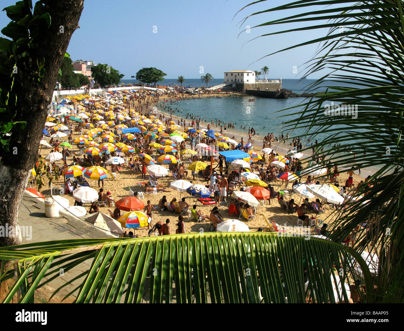 Porto da Barra beach, a Salvador de Bahia, Brasile Foto Stock
