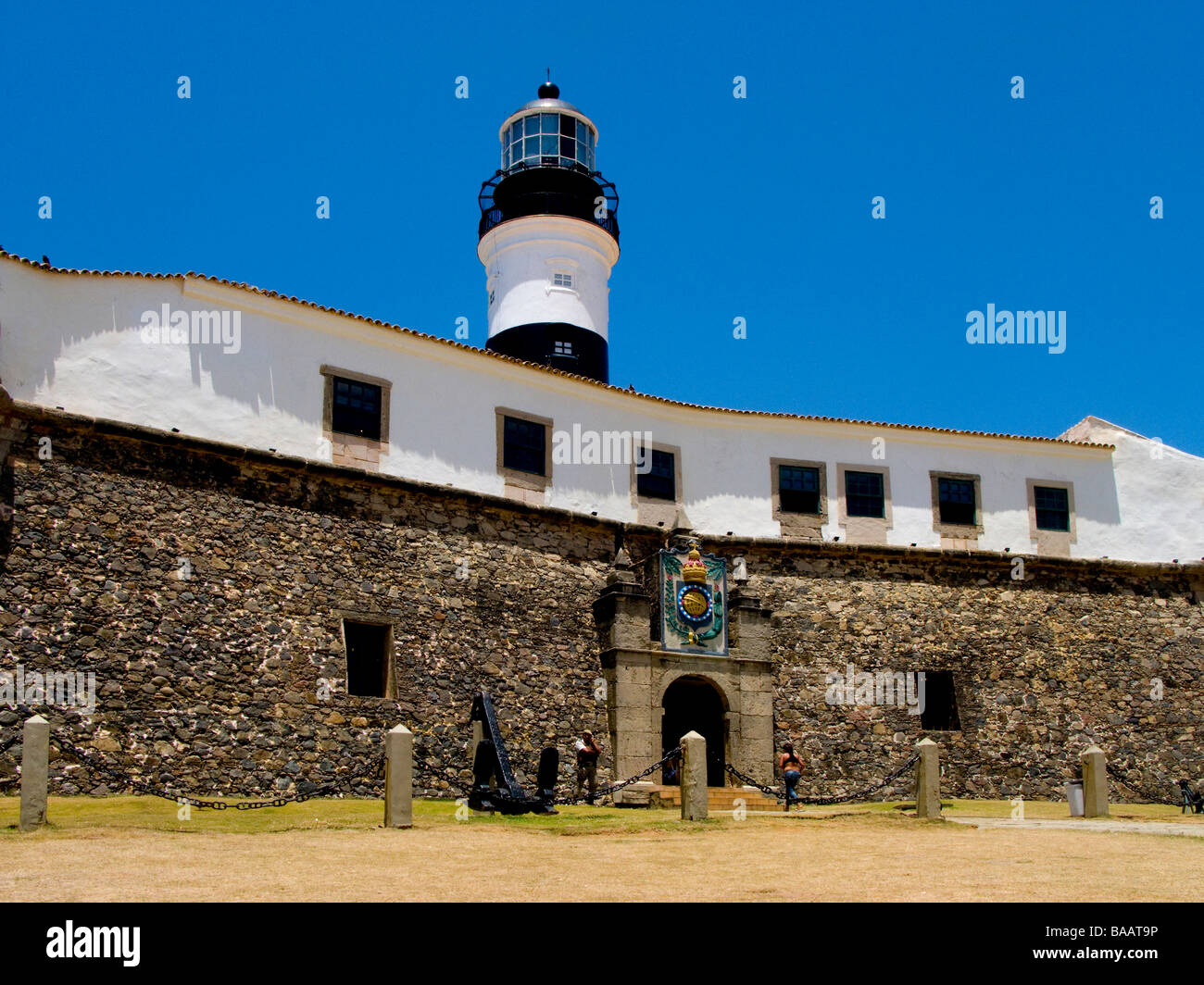 Forte da Barra e del faro in Salvador da Bahia, Brasile Foto Stock