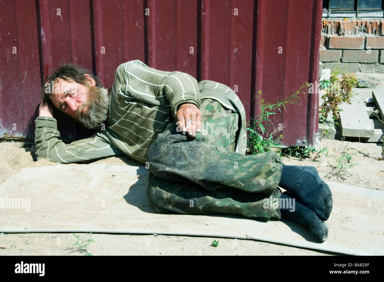 Vagabondo senza casa. Foto Stock