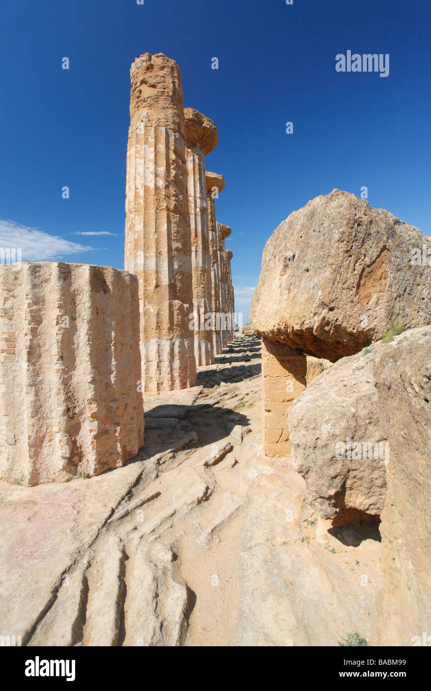 Tempio di Ercole, la Valle dei Templi, rovine greche, Agrigento, Sicilia, Italia Foto Stock