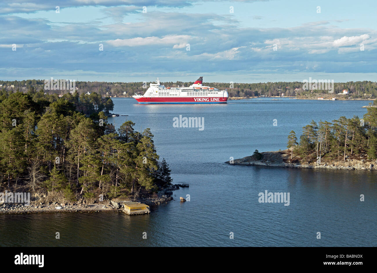 Viking Line Stockholm-Mariehamn-Turku traghetto Amorella nell arcipelago en route a Stoccolma Foto Stock